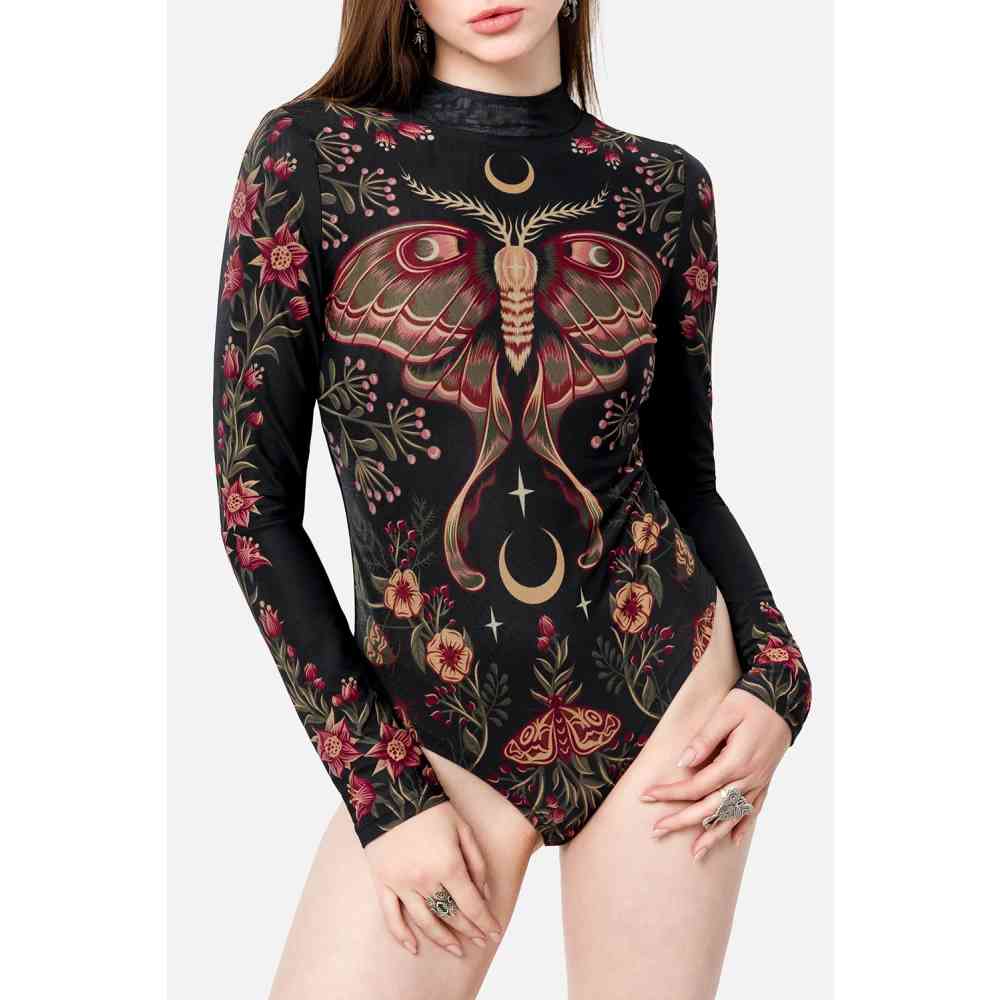 Restyle - Wilderwood Mesh Bodysuit - Zwart/Multicolours